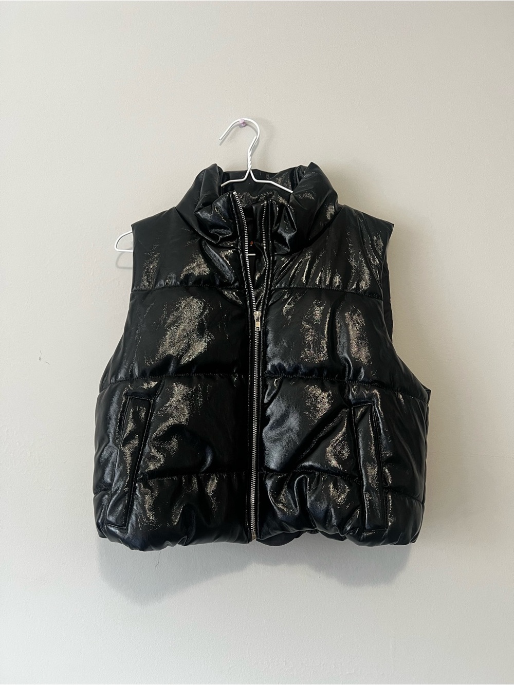 Source Unknown Glossy Black Quilted Puffer Vest for Kids